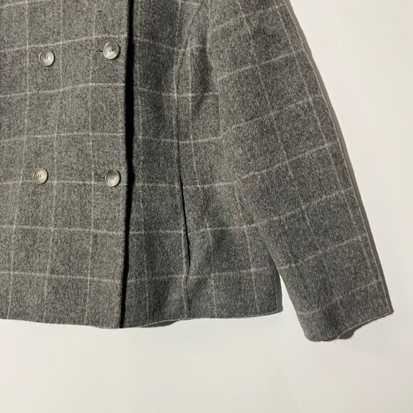 Ann Taylor Plaid Gray Wool Outerwear Casual Coat Jacket Women’s Size Large - Picture 4 of 8